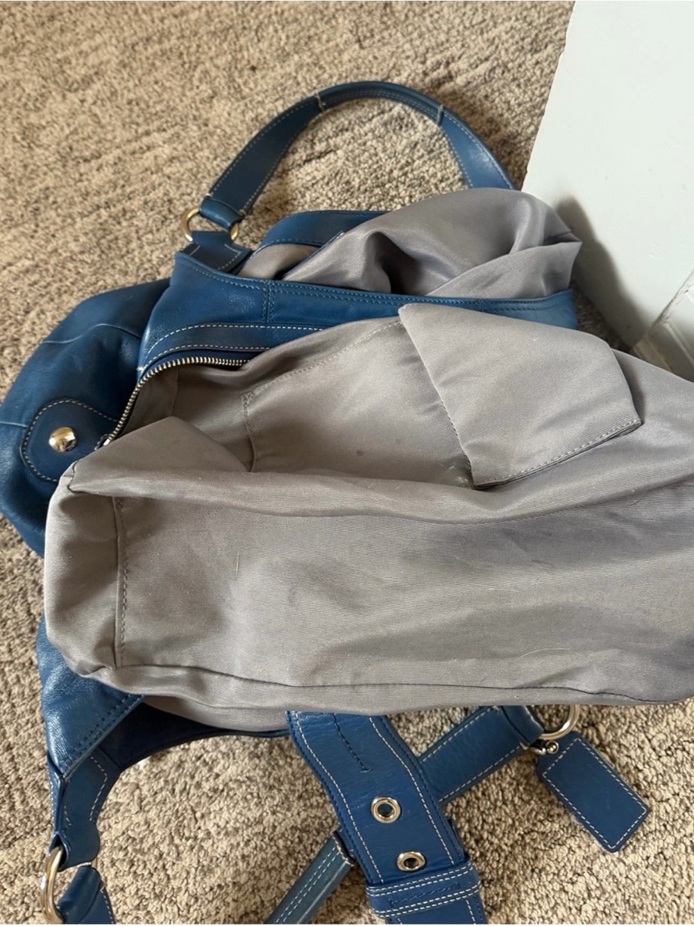 Coach Soho Pleated Leather Lynn Large Hobo Blue F15075 - Picture 10 of 16